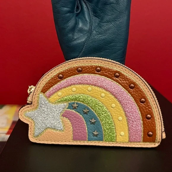 🌈⭐️Sparkling Coach Shooting Star Rainbow Coin Pouch NWOT 🌈⭐️ - Picture 6 of 9
